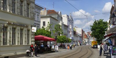 Fußgängerzone in der Haupstraße in Brandenburg an der Havel